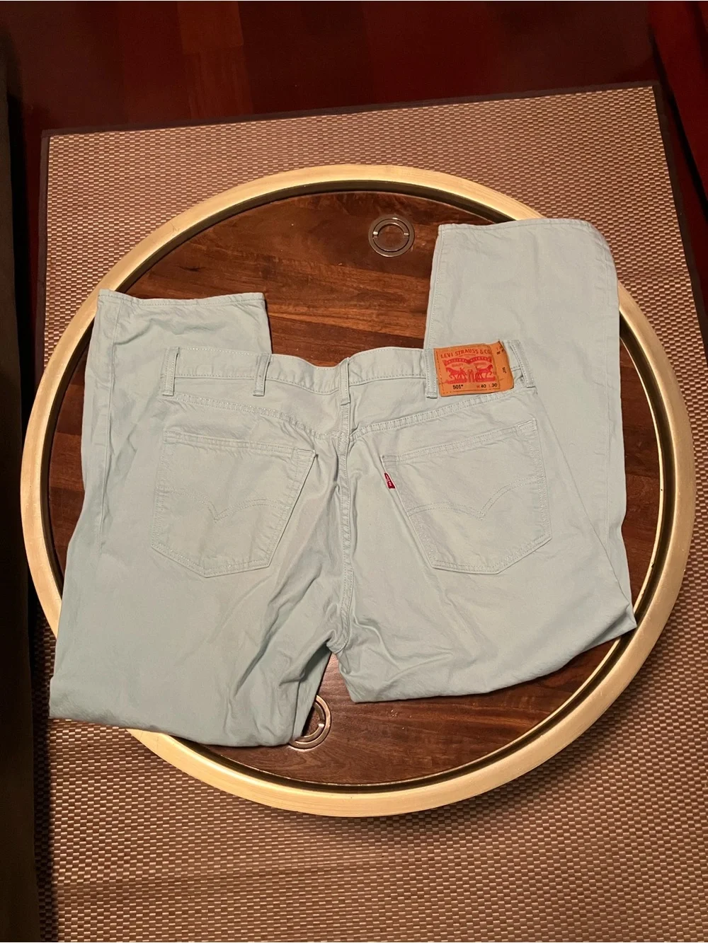 Levi’s 501 Button Fly Jeans Straight Leg Pastel Blue 40x30 Shrink To Fit